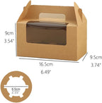 JIYIXhylera 100Pcs 16.5×9.5×9cm/6.49×3.74×3.54 inch Kraft Paper Cupcake Packing Box Christmas Gift Box with Clear Window 2 Cavity Muffin Cupcake Wedding Party Birthday Favors (100Pcs Kraft) - Image 2