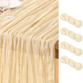 DeZerlor Beige Cheesecloth Table Runners 4 Pack Summer Boho Runners by DeZerlor
