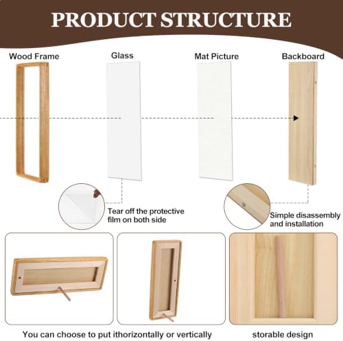 Lineshading 2 Pcs Photo Booth Frames 11.4 x 3.5 in, White, Golden Pear Wood - Image 3