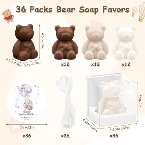 36 Sets Baby Shower Favors for Guest Gift - Small Handmade Bear Soap - Image 2