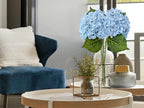 ZYTUYO 20 inches 4 Pcs Sky Blue Real Touch Hydrangea Artificial Flowers Boho Lifelike Real Looking Latex Hydrangeas Flower with Long Stem for Home Decor Spring Table Centrepiece - Image 2