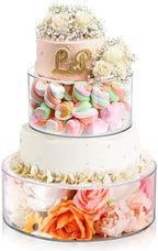 Jucoan Set of 2 Clear Acrylic Fillable Cake Stand, Cake Tier Display Stand Cupcake Stand, 12 Inch & 8 Inch Round Cylinder Display Riser for Wedding Birthday Baby Shower Party Centerpieces by Jucoan