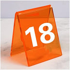Acrylic Table Numbers, Tent Style Table Signs, Set of 6 Colorful Panel Desk Signs, Best for Rustic Receptions, Banquets Cafés Restaurants Hotel(Orange 13 18) by Unknown