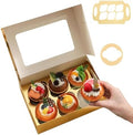25 Gold Cupcake Boxes 6 Count with Window, Cupcake Containers by BAKIPACK