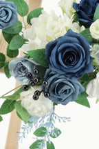 2pcs Wedding Welcome Sign Flowers,Dusty Blue Faux Floral Swag,Artificial Flower Garland for Fall Wedding Bridal Shower Graduation Party Prom Entrance Sign Decor (Stand not Included) - Image 6