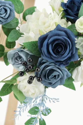 2pcs Wedding Welcome Sign Flowers,Dusty Blue Faux Floral Swag,Artificial Flower Garland for Fall Wedding Bridal Shower Graduation Party Prom Entrance Sign Decor (Stand not Included) - Image 6