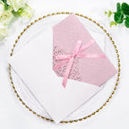 Pink Laser Cut Wedding Invitations 25pcs Tri-Fold Wedding Invitation Kit - Image 2