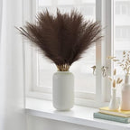 obbsie 50pcs Faux Pampas Grass Decor, 21.6" Short Artificial Pompous Grass Floral Fake Pompas Grass Branches Vase Filler Flower Arrangement for Home Wedding Boho Decor, Brown (Pack of 2) - Image 2