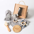 YOUUYS Baby Gift Set for Newborn - Baby Essential Bath Basket Gift Set with Baby Blanket Baby Rattle Teether Toy & Hair Brush Newborn Shower Gift for Baby Girls Boys 6PCS (Elephant) by YOUUYS