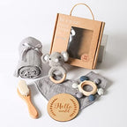 YOUUYS Baby Gift Set for Newborn - Baby Essential Bath Basket Gift Set with Baby Blanket Baby Rattle Teether Toy & Hair Brush Newborn Shower Gift for Baby Girls Boys 6PCS (Elephant) by YOUUYS