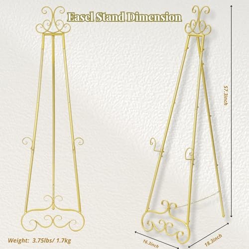 57”H Metal Easel Stand for Sign Gold Large Adjustable Heavy Duty - Image 3