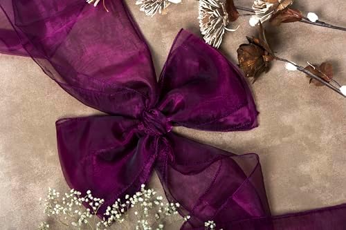 MDS Pack of 150 Organza Chair Sashes for Wedding & Event Décor – Eggplant - Image 5