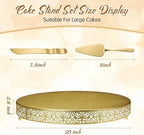 Wenqik 20 Inch Gold Cake Stand Metal Round with Cutter Spatula, Classic - Image 2
