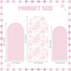 SiliFine Set of 3 Pink Chinoiserie Floral Arch Cover 4ft 5ft 6ft Gingham Stretchy Backdrop Covers Striped Backdrop Cover for Wedding Birthday Party Bridal Shower Baby Shower Celebration - Image 2