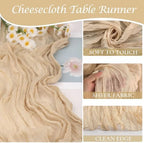 12 Pack Champagne Cheesecloth Table Runner 35x120 Inches, Summer Cheese Cloth Table Runner 10FT Boho Sheer Gauze Runner for Bridal Shower Wedding Baby Shower Party Decor - Image 3