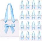 Kolldenn 50 Pcs Small White Gift Bags Bulk with Blue Bow Ribbon Handles by Unknown
