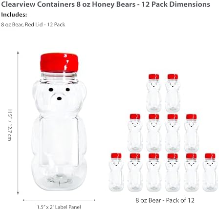 12 Pack - 8 Ounce Plastic Honey Bears w/Red Lids - Image 2