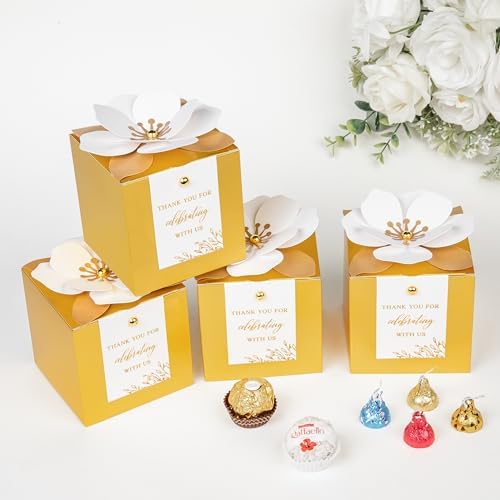 FEIYI 20 PCS Favor Boxes, Gold, 3.55x3.55x3.55 - Image 3