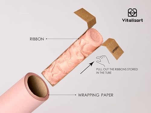 Vitalizart Pink Wrapping Paper Set 30" Pearly-Lustre Ribbons & Gift Tags - Image 3