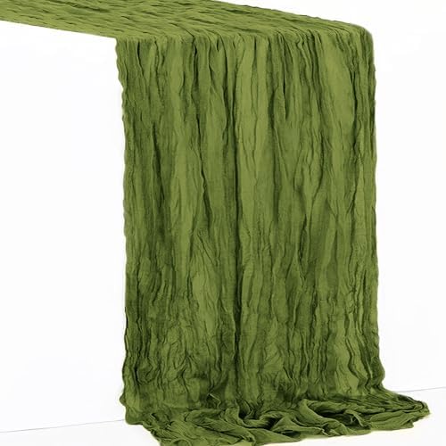 12 Pack Olive Green Cheesecloth Table Runner 35x120 Inch 10Ft Rustic Gauze Cheese Cloth Table Runner Sheer Cheesecloth Table Runners for Wedding Party Bridal Shower Decoration - Image 6