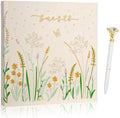 Embroidered Wedding Guest Book—The Perfect Polaroid Guest Book for Wedding Receptions, Birthdays, Baby Showers, and Special Events with 3 Photo corner stickers+ 3 DIY pens+1 Diamond Pen (Yellow) by Gatyko