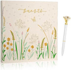 Embroidered Wedding Guest Book—The Perfect Polaroid Guest Book for Wedding Receptions, Birthdays, Baby Showers, and Special Events with 3 Photo corner stickers+ 3 DIY pens+1 Diamond Pen (Yellow) by Gatyko