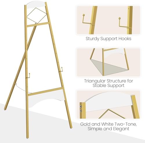 CHOEZON 43" Gold Easel Stand for Sign, Display Easel with 6 Adjustable Height Levels, Metal Art Easel, Poster Stand for Painting, Wedding Welcome Signs Holder, Gold and White TCJ26JW - Image 6