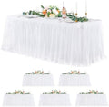 Suppromo 6 Pack White Tulle Tablecloths for 6 Foot Rectangular Tables, 72 x 30 Inch White Rectangle Table Cloth, Wrinkle Free Table Cover with Tutu Skirt for Wedding Birthday Party Banquet by Suppromo