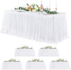 Suppromo 6 Pack White Tulle Tablecloths for 6 Foot Rectangular Tables, 72 x 30 Inch White Rectangle Table Cloth, Wrinkle Free Table Cover with Tutu Skirt for Wedding Birthday Party Banquet by Suppromo