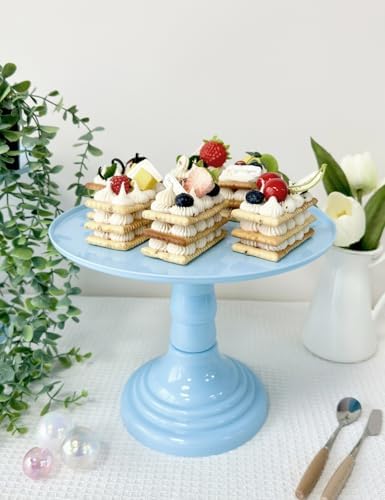 3 Pcs Blue Cake Stand Set Round Plastic Cupcake Stand Holder Dessert Table Display Set, Dessert Serving Platter for Tea Party, Birthday, Wedding, Baby Shower - Image 4