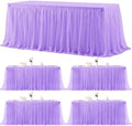 4 Pack Lavender Tablecloths for 6 Foot Rectangle Tables Tulle Tablecloth Light Purple Table Cloth Rectangle 6ft Spandex Lilac Table Cover for Baby Shower Birthday Party Wedding Banquet Table Skirt by HBBMAGIC