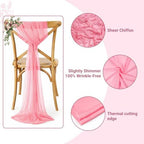 MDS Pack of 200 Chiffon Chair Sashes for Wedding & Event Décor - Coral - Image 3