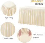Light Champagne Polyester Table Clothes for 8 Foot Rectangle Tables, Wrinkle Free Fitted Table Cover 8ft Stretch Tablecloths with Skirt for Parties Weddings Birthday Banquet Baby Shower - Image 2