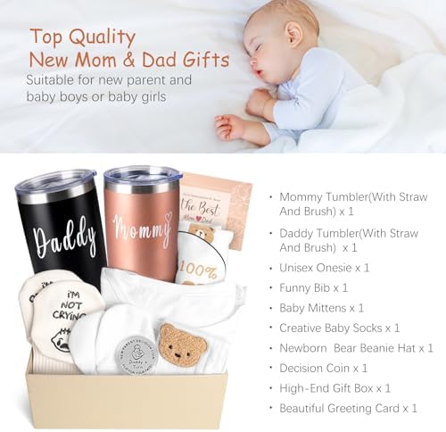 New Mom Gifts for Women, 9 Pcs Best Pregnancy Gifts Basket for New Parents, Gender Reveal Ideas Gift Set for First Time Mom Dad Expecting Parents to Be Gender Reveal Baby Shower Newborn - Image 6