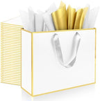 Addblu 24 Pack White Large Gift Bags with Handles & 72 Tissue Papers by Unknown
