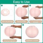uxcell 3Pcs Light Pink Round Paper Lanterns 16" Chinese Paper Lantern - Image 3