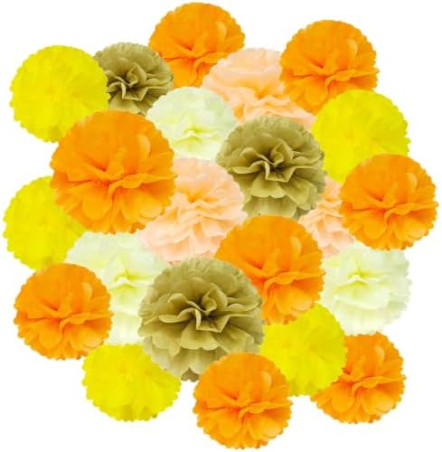 allydrew Fall Pom Pom Party Decorations for Autumn, Harvest, Thanksgiving, Weddings, Birthdays, Baby Showers (Set of 22) by allydrew