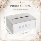 Queekay DIY Rhinestone Wooden Wedding Card Box with Slot Lid Letter Sticker - Image 3