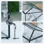 Wedding Glass Cards Box with Slot and Lock, 10.2 x 5.9 x 7.9 Inch, Black Geometric Cards Holder for Birthdays Party Reception, Wishing Well - Slot Length 6.3'' - Image 5