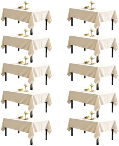 DRESSMAKER 10 Pack Ivory Table Cloth Rectangle 60X102 Inch Fit 6FT Table by Dressmaker
