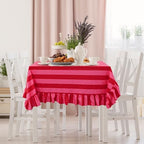 JarThenaAMCS Ruffle Tablecloth Table Cloth Boho Pink Red Striped Rectangle Decorative Table Cover for Home Kitchen Baby Shower Party Wedding Decor, 60 x 120 Inch - Image 6