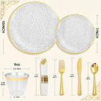 175PCS Clear Plastic Plates for 25 Guests, Disposable Plates for Party, Heavy Duty Disposable Plate Set Include: 25 Dinner Plates, 25 Dessert Plates, 25 Cups and Cutlery for Wedding & Party - Image 2
