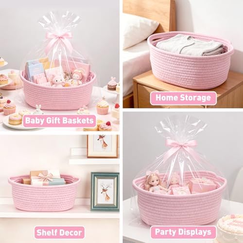 Actmuen Small Woven Gift Baskets, 12 Pack Pink Rope Baskets with Gift Bags - Image 7