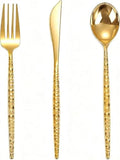 WELLIFE 300 Pcs Gold Plastic Silverware,Plastic Utensils Heavy Duty by WELLIFE