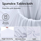 12 pk White Spandex Table Cloth Rectangle 6ft with Ruffle Skirt,Wrinkle Free High-Stretch Fitted Tablecloths for 6 Foot Rectangle Tables,Elastic Spandex Table Covers 6 ft for Parties Weddings Banquet - Image 5