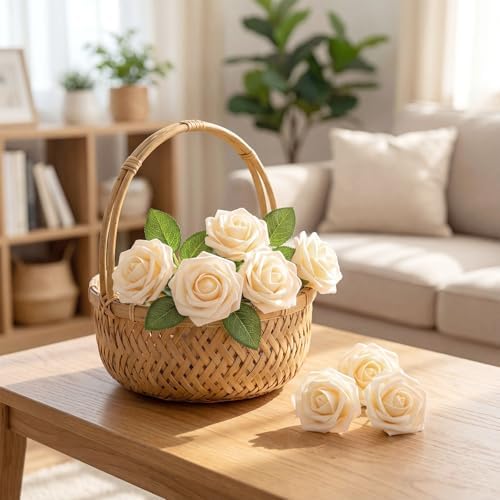 100 Pcs Artificial Foam Rose Flower Faux Bouquet Wedding Fake Rose Gift for Mother's Day Women DIY Bridal Shower Party Table Birthday Home Spring Decor (Champagne) - Image 3