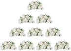 BLOSMON Artificial Flower Balls Wedding Centerpieces 10 Pcs 14.2" Large White Fake Flowers Rose Hydrangea Ball Arrangement Center Pieces for Table Silk Floral Bouquet for Wedding Party Home Decor by Blosmon