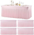 4 Pack Pink Spandex Tablecloths for Rectangle Tables 6 Foot Pink Stretch Table Cloth Rectangle 6ft Elastic Fitted Table Cover with Skirt for Wedding Baby Shower Girl Birthday Party Banquet Buffet by Suppromo