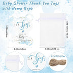 50 Sets Baby Shower Favors Shot Glasses Keychain Gifts, Bear, Blue - Image 4