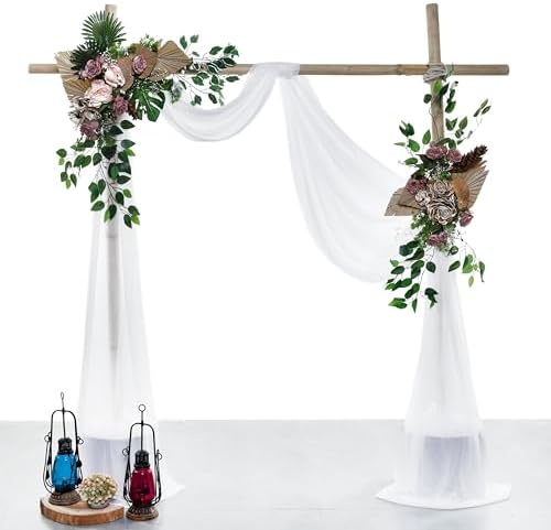 Pack of 2 Wedding Arch Drape Panel Fabric 30" x 40ft - White - Image 2